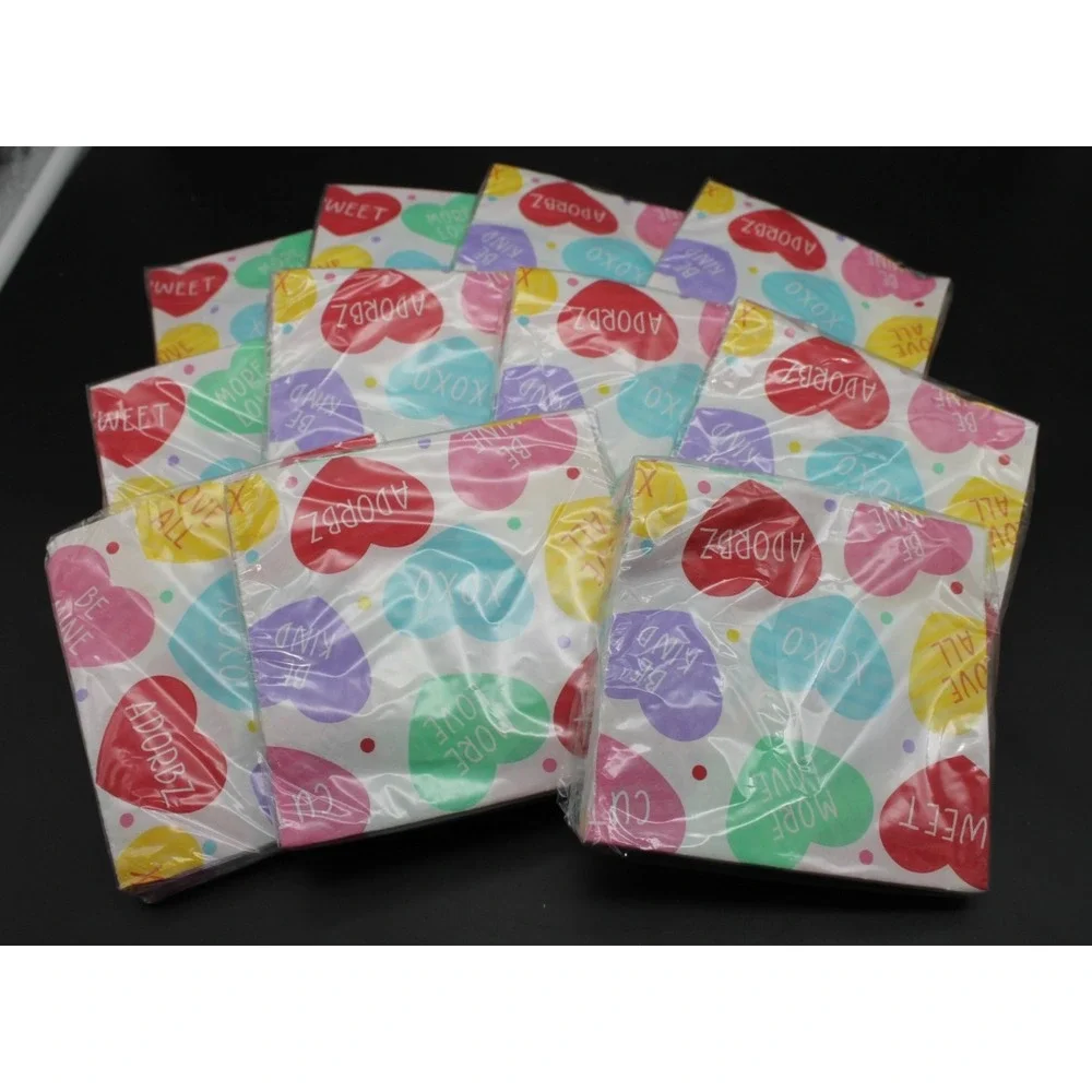 Valentine Paper Napkins Lot 12 Packs Hearts Party Beverage Craft Decoupage 2-Ply